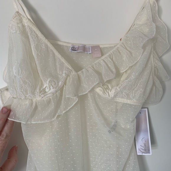 Chelsea28 cream ruffle lingerie one-piece SZ M - Picture 8 of 8